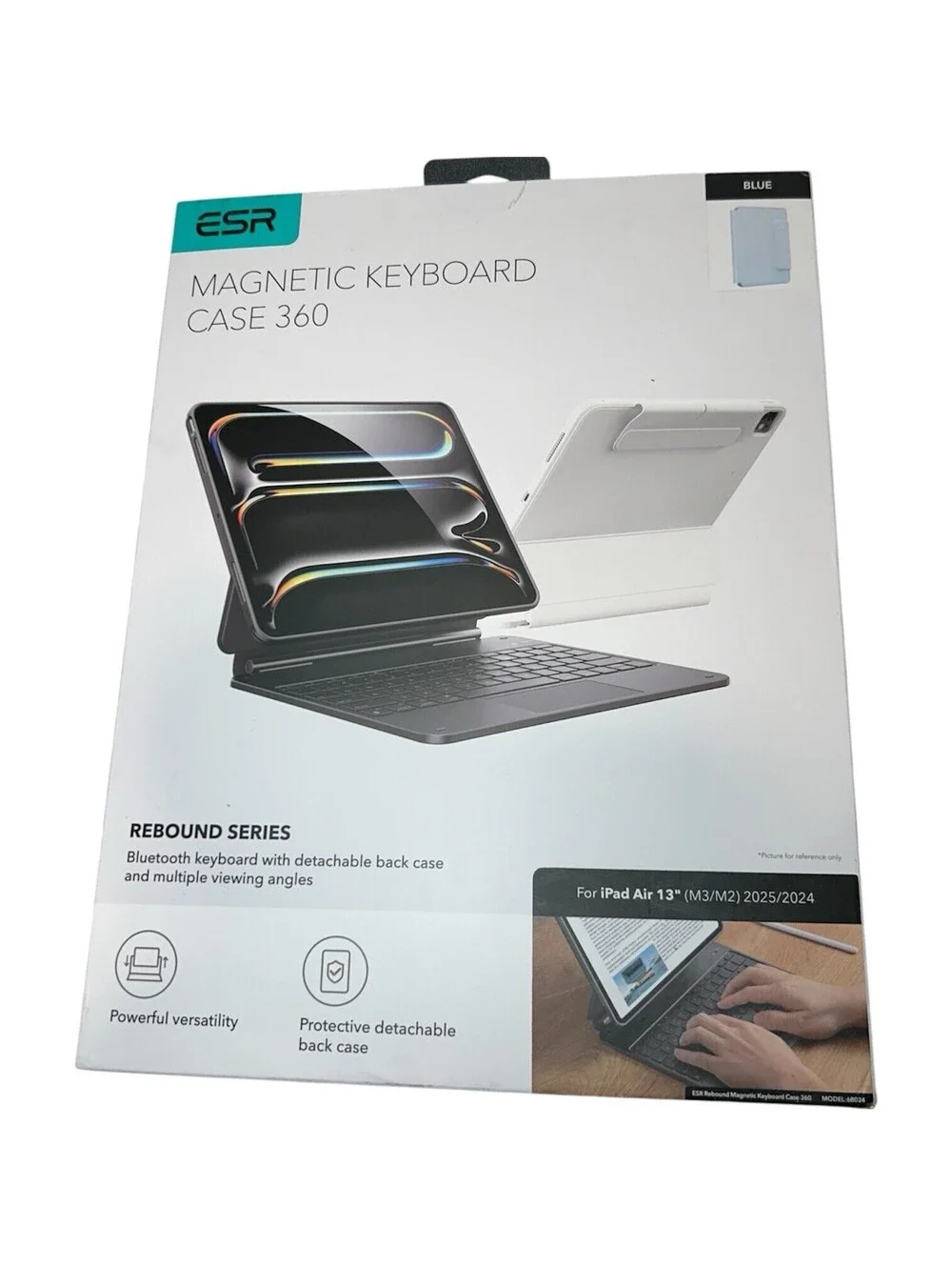 ESR Rebound 360 iPad Air 13 Inch Case Keyboard Blue M3/M2, 2025/2024 - NEW